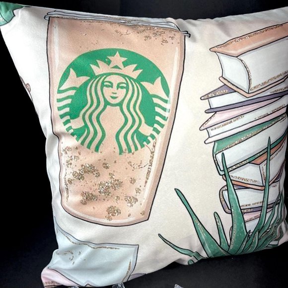 Starbucks Coffee Throw Pillowcase School Books Home Decor Accent Pillow Cover - Picture 10 of 12